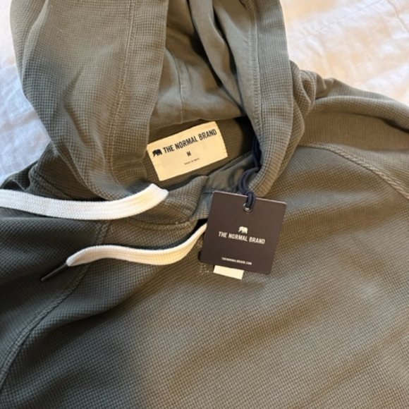 Medium Normal Brand Vintage Thermal Hoodie in Olive Green - Picture 4 of 4